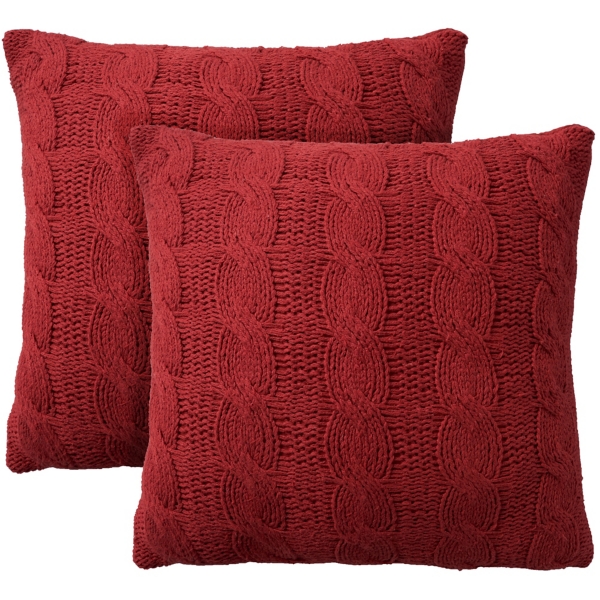 Red Woven Cable Knit Pillow Set of 2 Kirklands Home