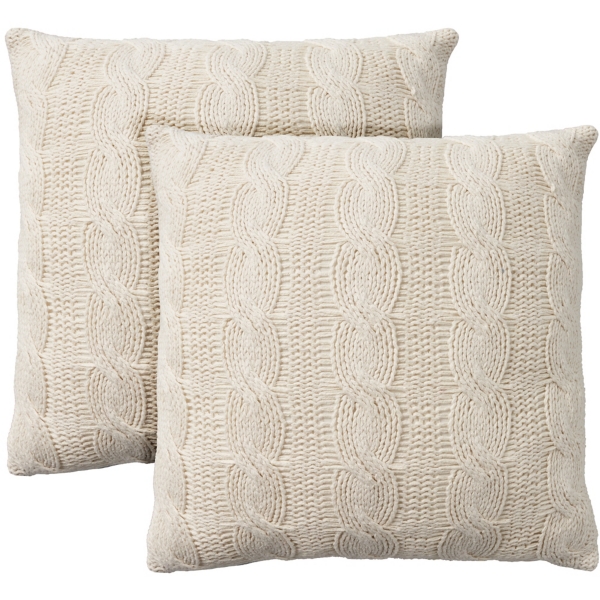 White cable 2024 knit pillow