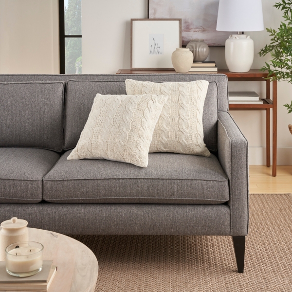 White Woven Cable Knit Pillow, Set of 2