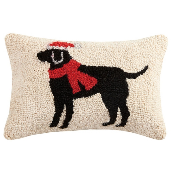 Handmade Pillow retailer in Hand Felted Wool - Black Lab on Gray - 20