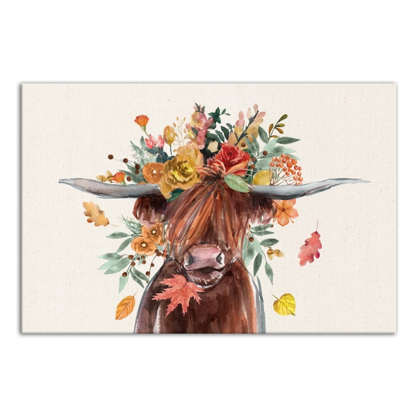 Harvest Highland Cow Canvas Art Print