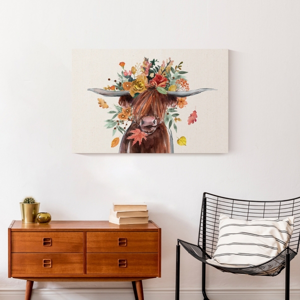 Harvest Highland Cow Canvas Art Print