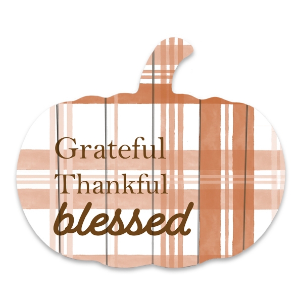 Grateful, Thankful, Blessed Wood Wall Plaque