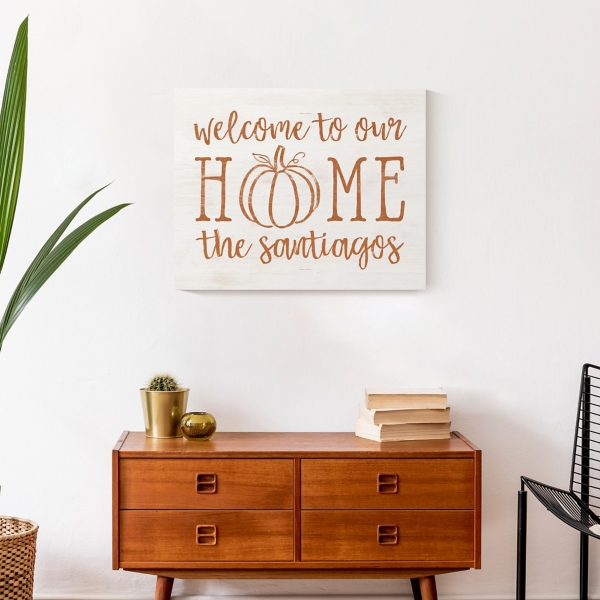 Personalized Welcome Home Fall Canvas Art Print