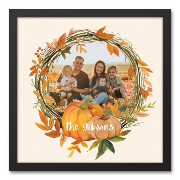 Personalized Fall Wreath Framed Canvas Art Print
