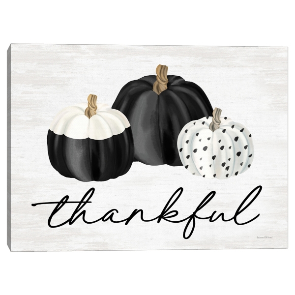 Black & White Pumpkins Thankful Canvas Art Print | Kirklands Home