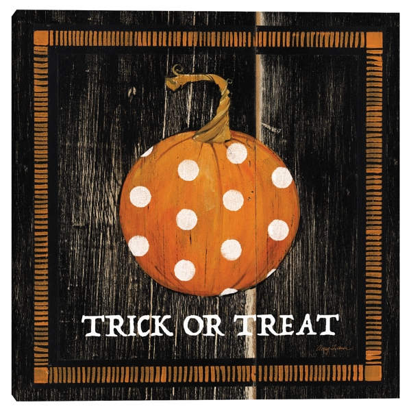 Trick or Treat Polka Dot Pumpkin Canvas Art Print