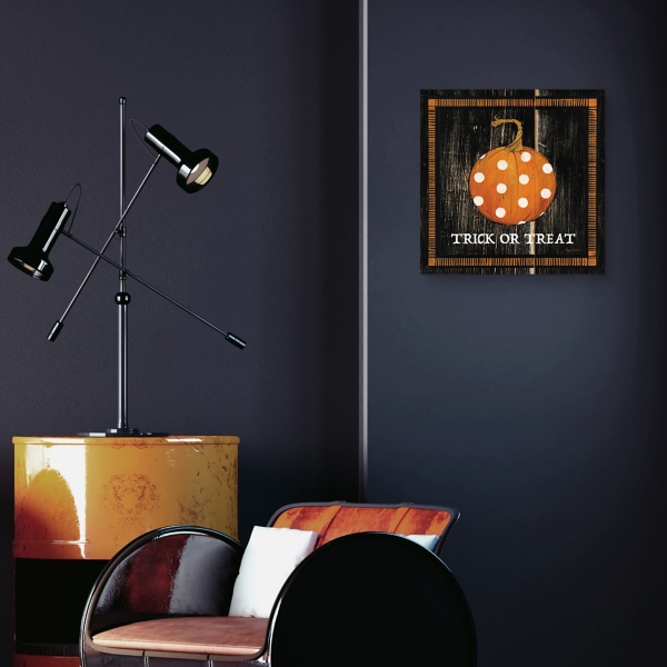 Trick or Treat Polka Dot Pumpkin Canvas Art Print
