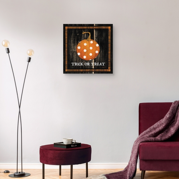 Trick or Treat Polka Dot Pumpkin Canvas Art Print