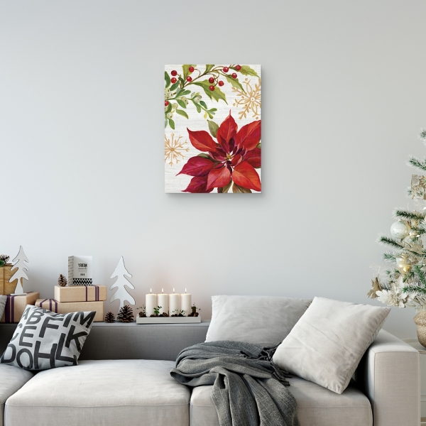 Poinsettia and Holly Canvas Art Print