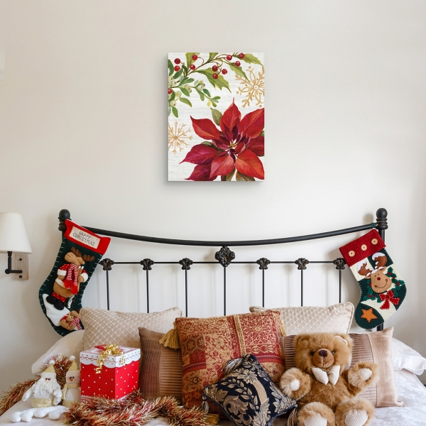 Poinsettia and Holly Canvas Art Print