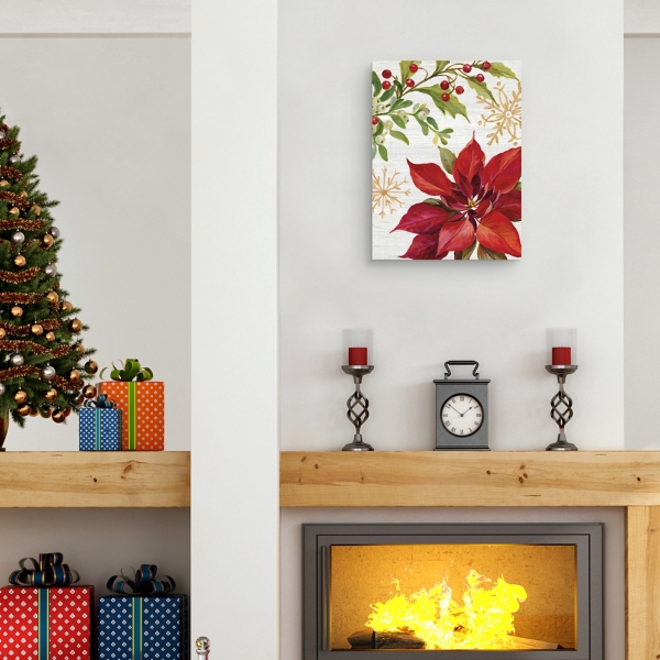 Poinsettia and Holly Canvas Art Print
