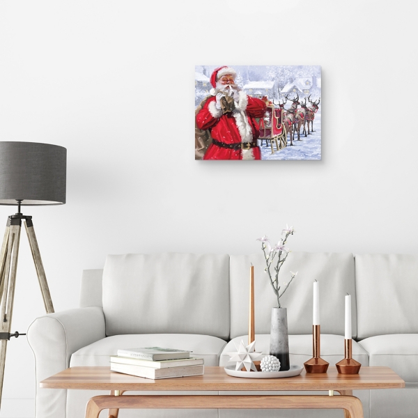Santa and His Sleigh Canvas Art Print