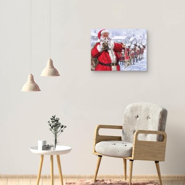Santa and His Sleigh Canvas Art Print
