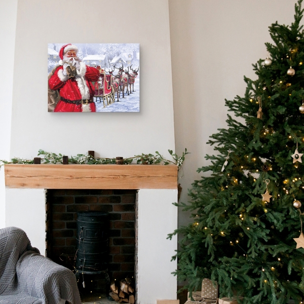 Santa and His Sleigh Canvas Art Print