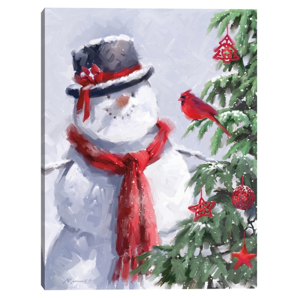 Snowman and Cardinal Canvas Art Print | Kirklands Home