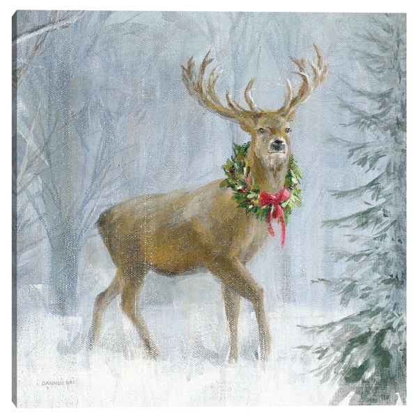 Woodland Holiday Deer Canvas Art Print