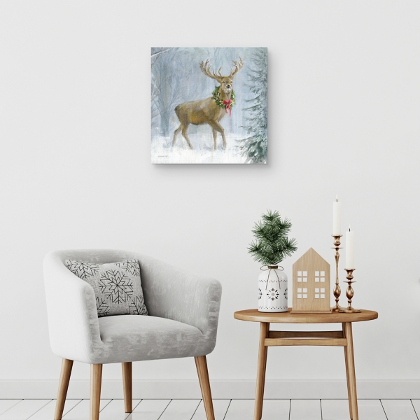 Woodland Holiday Deer Canvas Art Print