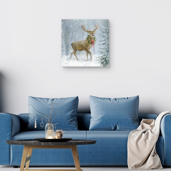 Woodland Holiday Deer Canvas Art Print