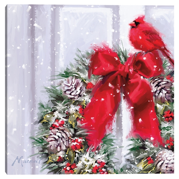 Cardinal Wreath Canvas Art Print