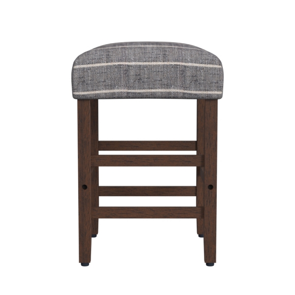 Steel Blue and White Striped Backless Stool