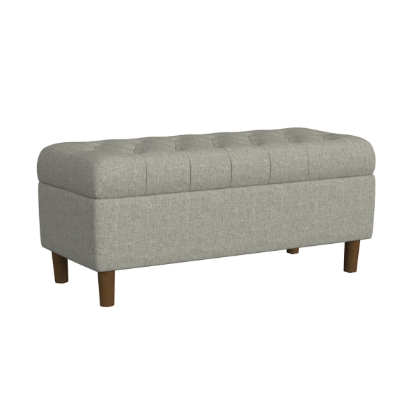 Gray Tufted Upholstered Storage Bench