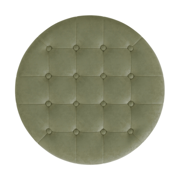Sage Green Round Velvet Tufted Storage Ottoman