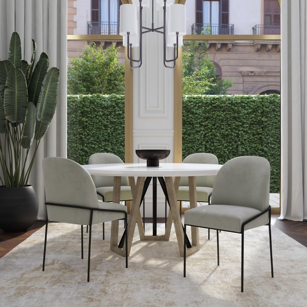 Fawn Velvet Metal Dining Chair