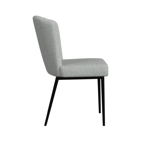 Gray Channel Back Rounded Dining Chairs, Set of 2