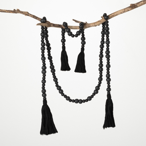 Kirklands Black Wood Beaded Tassel Garlands, Set of 2 at Hamilton Place ...