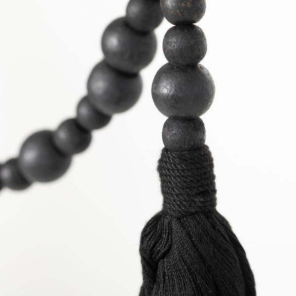 Black Wood Beaded Tassel Garlands, Set of 2