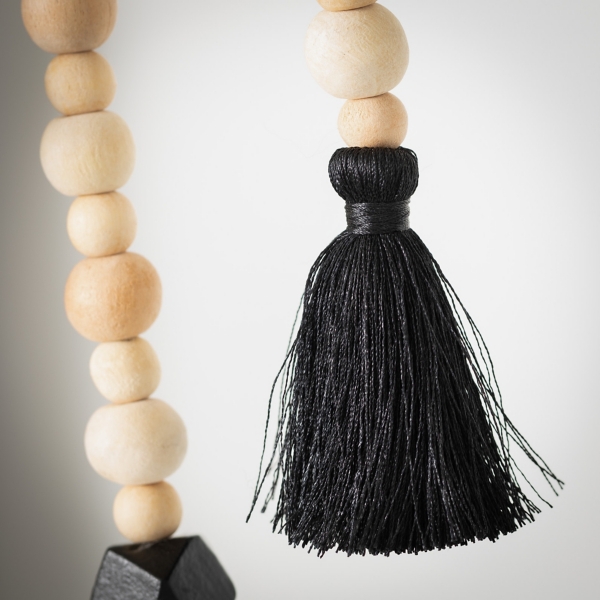 Kirklands Natural and Black Wood Bead Garlands, Set of 2 | Hamilton Place