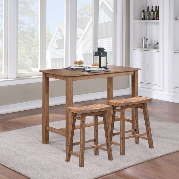 Acacia Barnwood Saddle Counter Stools, Set of 2
