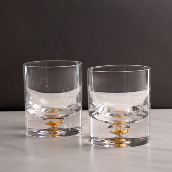 Gold Flake Whiskey Glasses, Set of 2