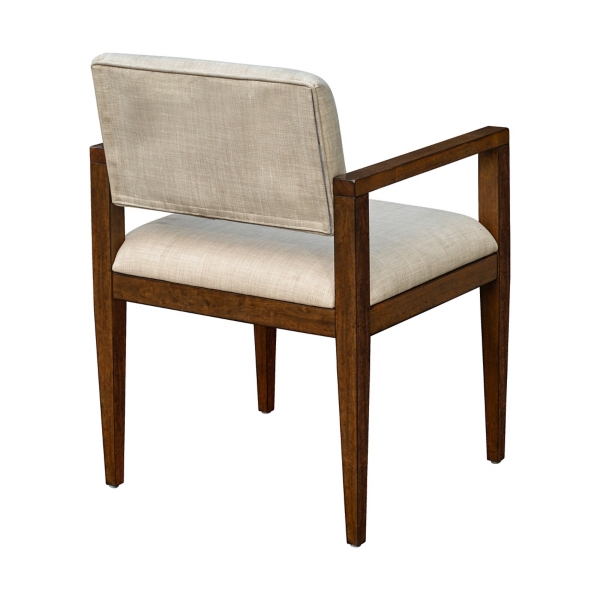 Beige Upholstered Wood Dining Chairs, Set of 2