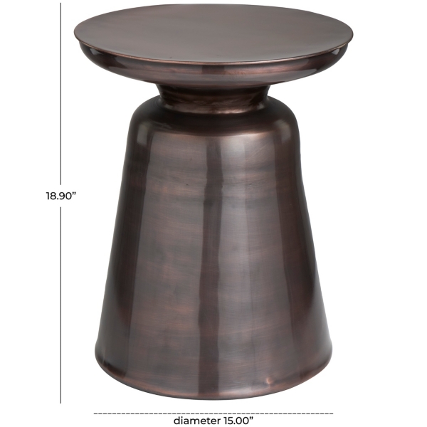 Copper Metal Accent Table with Bell Shaped Base
