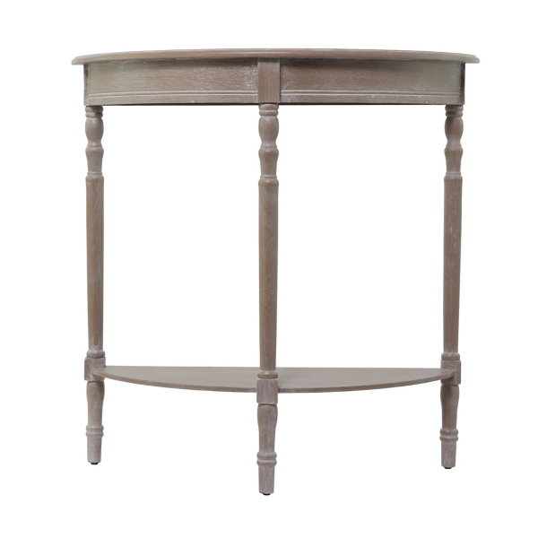 Whitewashed Wood Half Moon Console Table