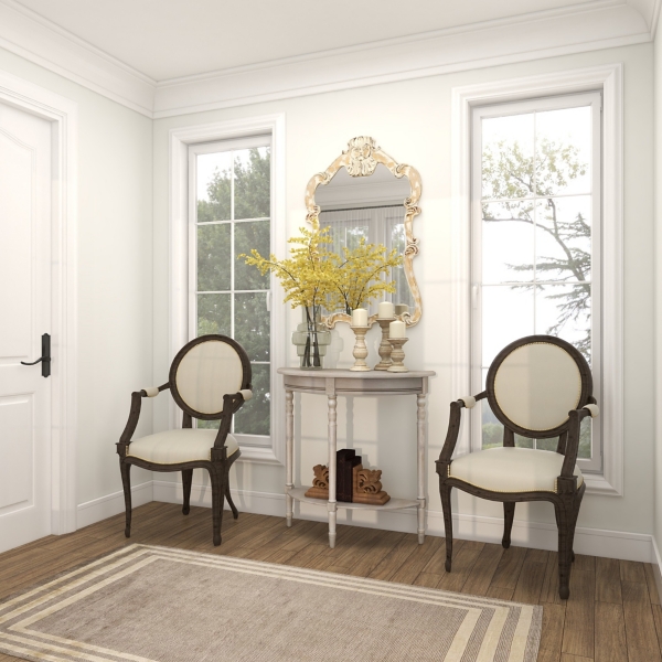 Whitewashed Wood Half Moon Console Table