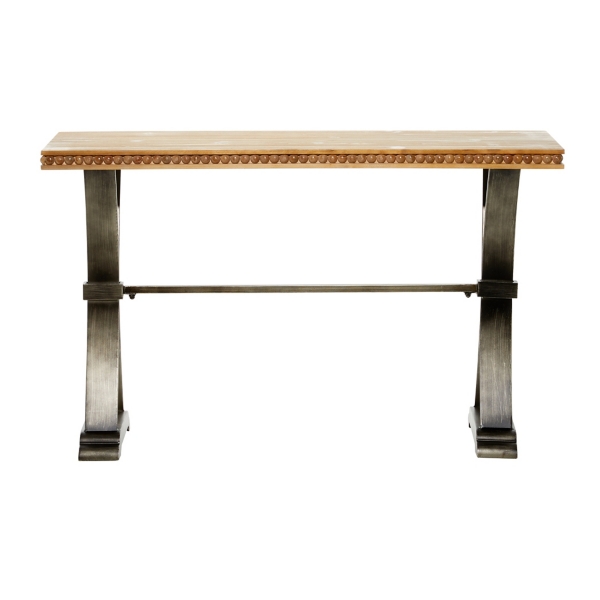 Wood & Metal Trestle Base Console Table