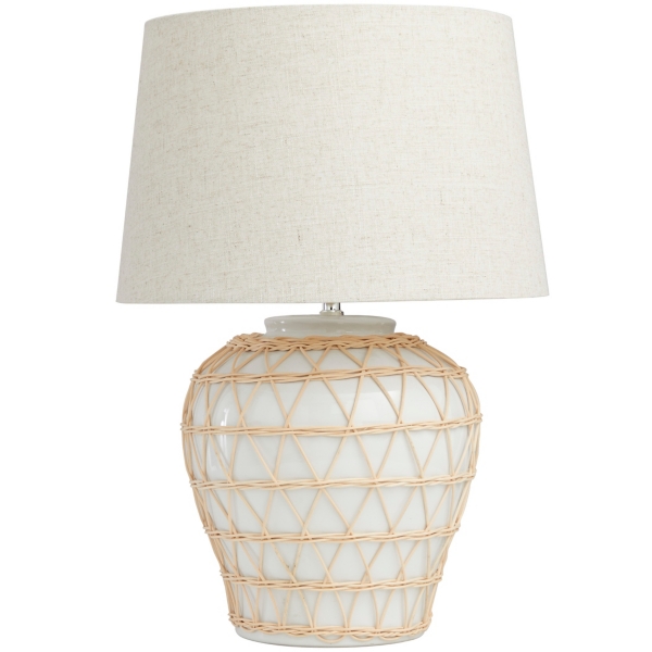 White Ceramic and Jute Woven Table Lamp Kirklands Home