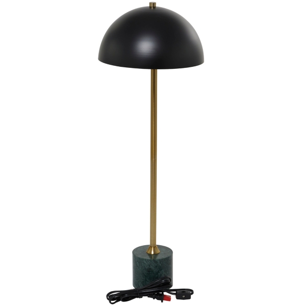 Black Metal Dome and Marble Table Lamp