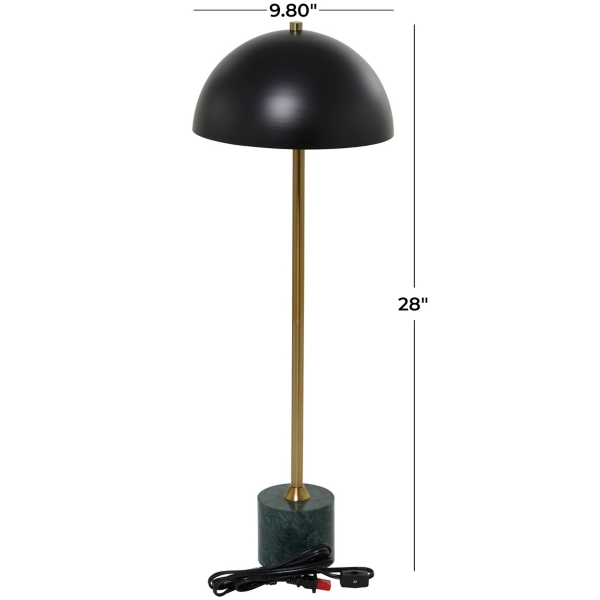 Black Metal Dome and Marble Table Lamp