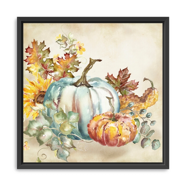 Watercolor Pumpkins Framed Canvas Art Print