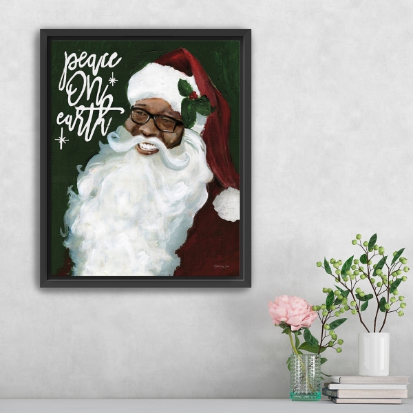 Peace on Earth Santa Framed Canvas Art Print