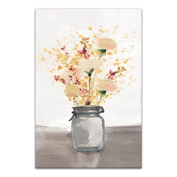 Sunny Flowers in Gray Vase Canvas Art Print
