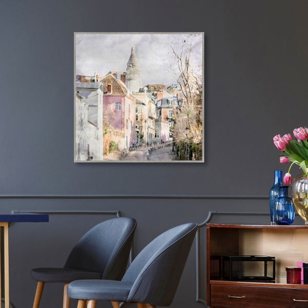 Pastel Paris Framed Canvas Art Print