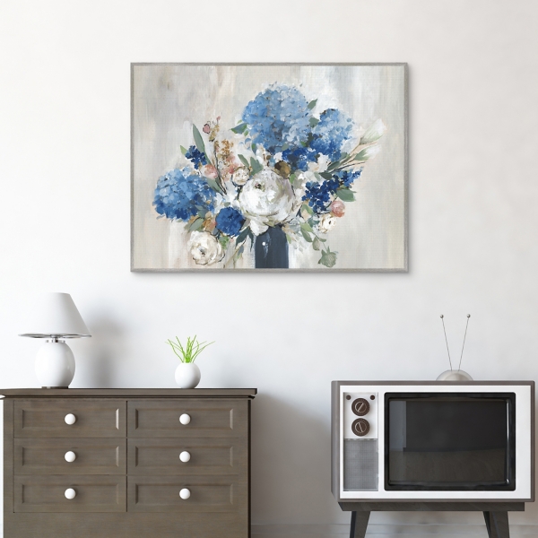 Romantic Blue Bouquet Framed Canvas Art Print