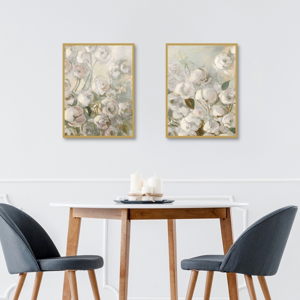 Moonlit Roses I & II Canvas Art Prints, Set of 2