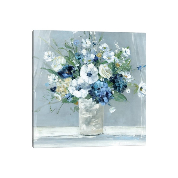 Happy Blue Floral Canvas Art Print
