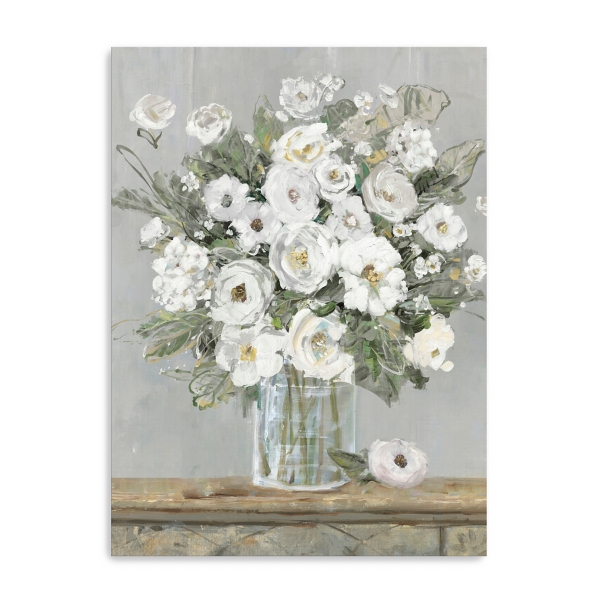 White Cottage Blooms Canvas Art Print, 18x24 in. | Kirklands Home